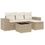 Set Gartensofas mit Kissen 5 Stück synthetisches Rattan beige von , Modulare Sofas für den Außenbereich - Ref: Foro24-3222477...