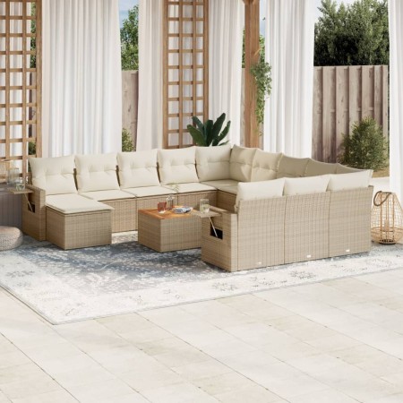 Set sofás de jardín con cojines 13 pzas ratán sintético beige de , Sofás modulares de exterior - Ref: Foro24-3224868, Precio:...