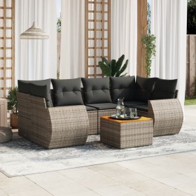 7-piece garden sofa set with gray PE rattan cushions by , Garden sets - Ref: Foro24-3224905, Price: 484,10 €, Discount: %