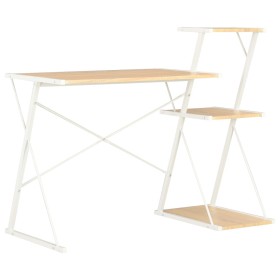 Desk with white and oak shelf 116x50x93 cm by vidaXL, Desks - Ref: Foro24-20291, Price: 46,32 €, Discount: %