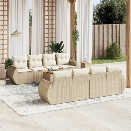 Set de sofás de jardín 9 pzas con cojines ratán sintético beige de , Conjuntos de jardín - Ref: Foro24-3224924, Precio: 817,9...