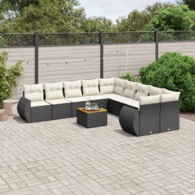 Garden sofa set 11 pieces and black synthetic rattan cushions by , Garden sets - Ref: Foro24-3225195, Price: 717,07 €, Discou...