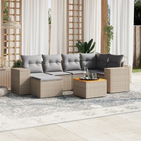 Set of 7-piece garden sofas and beige synthetic rattan cushions by , Garden sets - Ref: Foro24-3225548, Price: 473,99 €, Disc...