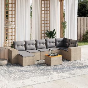 Garden sofa set with beige cushions, 8 pieces, PE rattan. by , Garden sets - Ref: Foro24-3225555, Price: 560,81 €, Discount: %