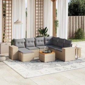 Garden sofa set with beige cushions, 8 pieces, PE rattan. by , Garden sets - Ref: Foro24-3225562, Price: 560,81 €, Discount: %