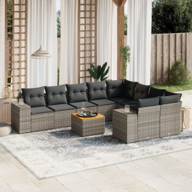 Garden sofa set 10 pieces with gray synthetic rattan cushions by , Garden sets - Ref: Foro24-3225605, Price: 668,04 €, Discou...