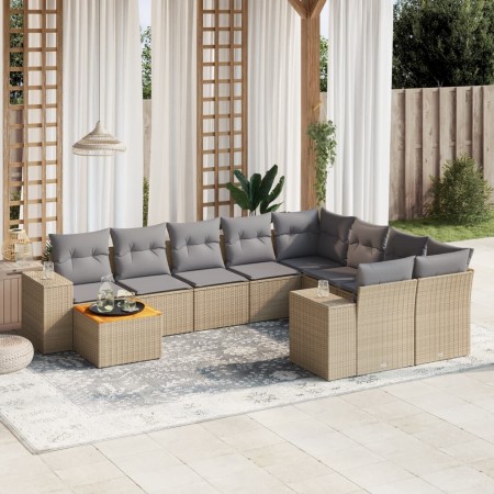 Set Gartensofas mit beigen Kissen 10 Stück synthetisches Rattan von , Gartensets - Ref: Foro24-3225611, Preis: 668,54 €, Raba...