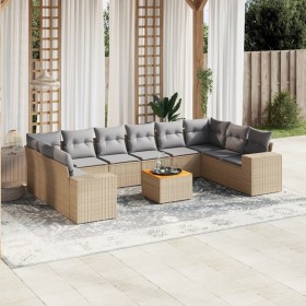 Set von 11-teiligen Gartensofas mit beigen Kissen aus synthetischem Rattan von , Gartensets - Ref: Foro24-3225618, Preis: 736...