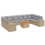 Set de sofás de jardín 11pzas con cojines ratán sintético beige de , Conjuntos de jardín - Ref: Foro24-3225618, Precio: 763,2...