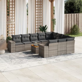 Garden sofa set 11 pieces and gray synthetic rattan cushions by , Garden sets - Ref: Foro24-3225626, Price: 733,01 €, Discoun...