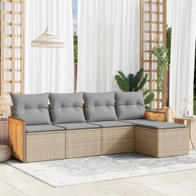 Set Gartensofas mit Kissen 5 Stück synthetisches Rattan beige von , Gartensets - Ref: Foro24-3227599, Preis: 340,26 €, Rabatt: %