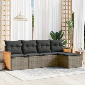 Garden sofa set with 5-piece synthetic rattan gray cushions by , Garden sets - Ref: Foro24-3227600, Price: 324,07 €, Discount: %