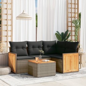 Garden sofa set with 5-piece synthetic rattan gray cushions by , Garden sets - Ref: Foro24-3227621, Price: 352,49 €, Discount: %