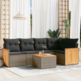 Set de muebles de jardín 6 pzas y cojines ratán sintético gris de , Conjuntos de jardín - Ref: Foro24-3227635, Precio: 411,06...