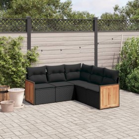 5-teiliges Gartenmöbel-Set und Kissen aus synthetischem Rattan schwarz von , Gartensets - Ref: Foro24-3227637, Preis: 325,70 ...