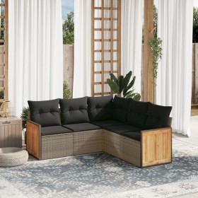 Garden sofa set with 5-piece synthetic rattan gray cushions by , Garden sets - Ref: Foro24-3227642, Price: 360,36 €, Discount: %