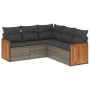 Garden sofa set with 5-piece synthetic rattan gray cushions by , Garden sets - Ref: Foro24-3227642, Price: 365,95 €, Discount: %