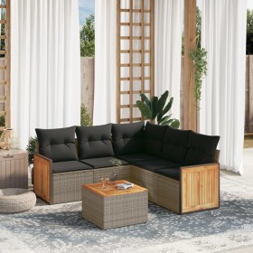 6-piece garden furniture set with gray synthetic rattan cushions by , Garden sets - Ref: Foro24-3227649, Price: 411,06 €, Dis...