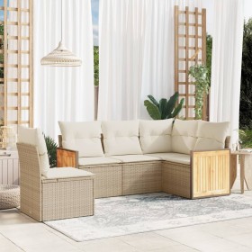 Garden sofa set with 5-piece synthetic rattan beige cushions by , Garden sets - Ref: Foro24-3227654, Price: 446,19 €, Discoun...