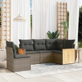 Garden sofa set with 5-piece synthetic rattan gray cushions by , Garden sets - Ref: Foro24-3227656, Price: 352,62 €, Discount: %