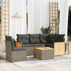 6-piece garden furniture set with gray synthetic rattan cushions by , Garden sets - Ref: Foro24-3227663, Price: 394,35 €, Dis...