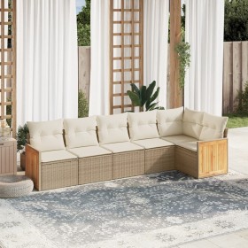 Garden sofa set with 6-piece synthetic rattan beige cushions by , Garden sets - Ref: Foro24-3227668, Price: 477,30 €, Discoun...