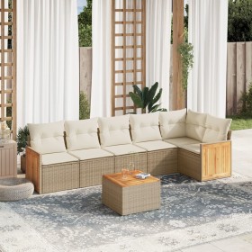 Set of 7-piece garden sofas and beige synthetic rattan cushions by , Garden sets - Ref: Foro24-3227675, Price: 531,48 €, Disc...