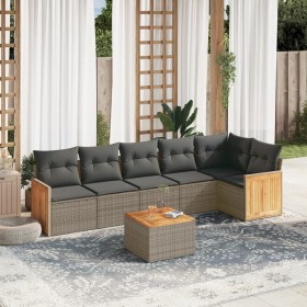 7-piece garden sofa set with gray PE rattan cushions by , Garden sets - Ref: Foro24-3227677, Price: 466,39 €, Discount: %