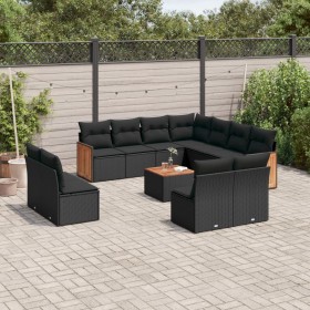 Garden sofa set 12 pieces with black synthetic rattan cushions by , Garden sets - Ref: Foro24-3227770, Price: 684,73 €, Disco...