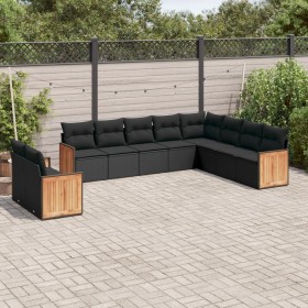 Set de sofás de jardín 10 pzas cojines ratán sintético negro de , Conjuntos de jardín - Ref: Foro24-3227791, Precio: 665,10 €...