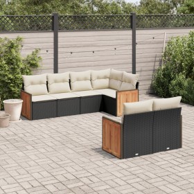 7-teiliges Garten-Esszimmerset und Kissen synthetisches Rattan schwarz von , Gartensets - Ref: Foro24-3227820, Preis: 512,65 ...