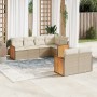 Set of 7-piece garden sofas and beige synthetic rattan cushions by , Garden sets - Ref: Foro24-3227822, Price: 645,37 €, Disc...