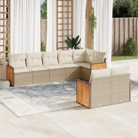 Garden sofa set with beige cushions, 8 pieces, PE rattan. by , Garden sets - Ref: Foro24-3227829, Price: 661,99 €, Discount: %