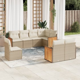 Garden sofa set with beige cushions, 8 pieces, PE rattan. by , Garden sets - Ref: Foro24-3227843, Price: 661,99 €, Discount: %