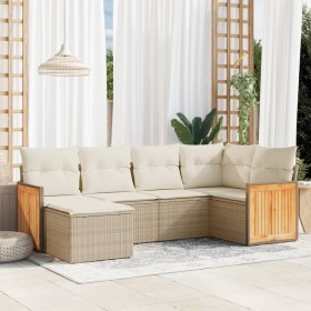 Garden sofa set with 6-piece synthetic rattan beige cushions by , Garden sets - Ref: Foro24-3227857, Price: 505,91 €, Discoun...