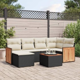 7-teiliges Garten-Esszimmerset und Kissen synthetisches Rattan schwarz von , Gartensets - Ref: Foro24-3227862, Preis: 433,83 ...