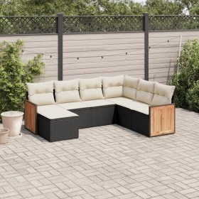 7-teiliges Garten-Esszimmerset und Kissen synthetisches Rattan schwarz von , Gartensets - Ref: Foro24-3227883, Preis: 462,68 ...