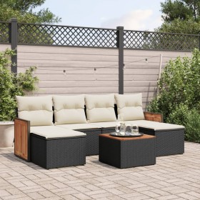 7-teiliges Garten-Esszimmerset und Kissen synthetisches Rattan schwarz von , Gartensets - Ref: Foro24-3227904, Preis: 403,66 ...