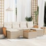 Set of 7-piece garden sofas and beige synthetic rattan cushions by , Garden sets - Ref: Foro24-3227906, Price: 484,97 €, Disc...