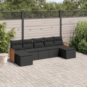 7-teiliges Garten-Esszimmerset und Kissen synthetisches Rattan schwarz von , Gartensets - Ref: Foro24-3227910, Preis: 384,36 ...