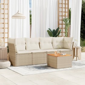 Set Gartensofas mit Kissen 5 Stück synthetisches Rattan beige von , Gartensets - Ref: Foro24-3255806, Preis: 344,86 €, Rabatt: %