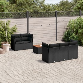 Set aus 6-teiligen Gartensofas und Kissen Kunstrattan schwarz von , Gartensets - Ref: Foro24-3255810, Preis: 419,99 €, Rabatt: %