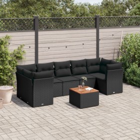 Set aus Gartensofas und Kissen 8-teilig synthetisches Rattan schwarz von , Gartensets - Ref: Foro24-3255838, Preis: 546,81 €,...