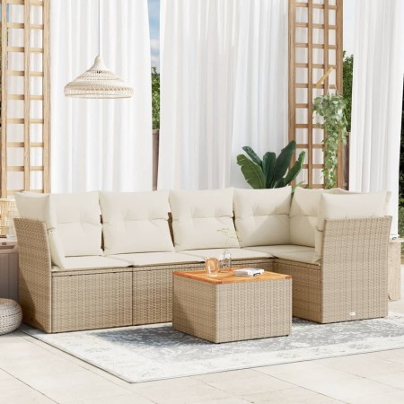 Garden sofa set with 6-piece synthetic rattan beige cushions by , Garden sets - Ref: Foro24-3255960, Price: 460,37 €, Discoun...