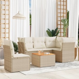 Garden sofa set with 6-piece synthetic rattan beige cushions by , Garden sets - Ref: Foro24-3255974, Price: 460,37 €, Discoun...