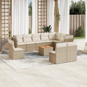 Set de sofás de jardín 11pzas con cojines ratán sintético beige de , Conjuntos de jardín - Ref: Foro24-3256030, Precio: 882,1...