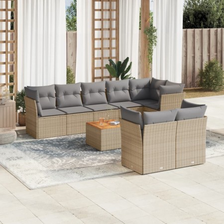 Set Gartensofas mit beigen Kissen Mix 9 Stück PE Rattan von , Gartensets - Ref: Foro24-3256066, Preis: 617,99 €, Rabatt: %