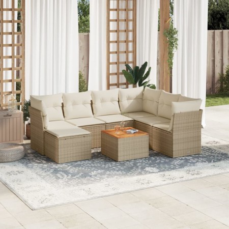 Garden sofa set with beige cushions, 8 pieces, PE rattan. by , Garden sets - Ref: Foro24-3256093, Price: 589,61 €, Discount: %