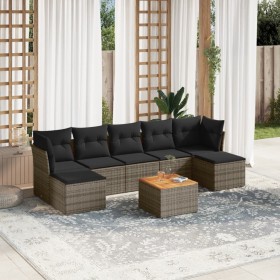 Garden sofa set 8 pieces and gray synthetic rattan cushions by , Garden sets - Ref: Foro24-3256109, Price: 454,57 €, Discount: %