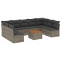 Garden sofa set 10 pieces with gray synthetic rattan cushions by , Garden sets - Ref: Foro24-3256123, Price: 584,19 €, Discou...